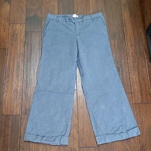 Gap women's gray pinstriped Wide-leg cuffed hem pants size 14